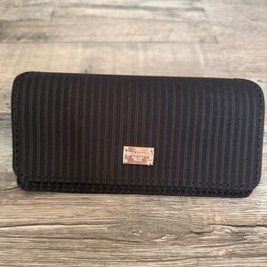 Dolce & Gabbana Black Pinstripe Eyeglass Case with Gold Logo Plaque